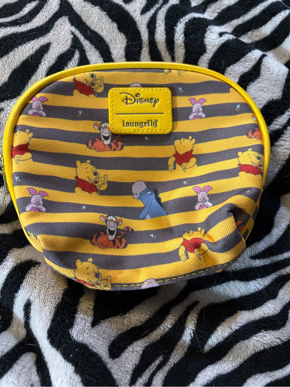Loungefly Disney Winnie the Pooh Yellow and Gray Striped Kids Pouch